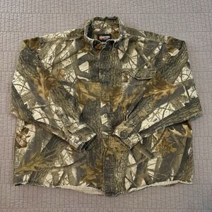 Outfitters Ridge Button Up Shirt Mens XXL Camo Realtree Hardwood Hunting Outdoor